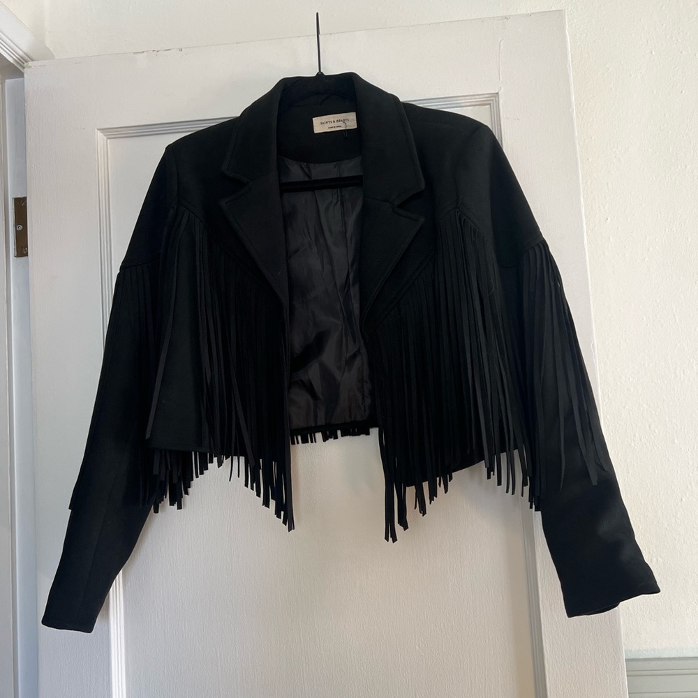 Zara Black Fringe Suede Jacket